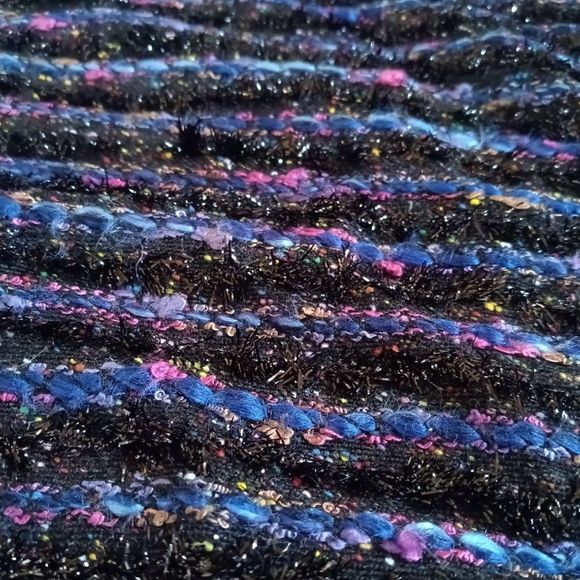 Handmade Vintage Tweed Short Sleeve Sweater Jacket Top - Metallic Striped 1X - Picture 3 of 9